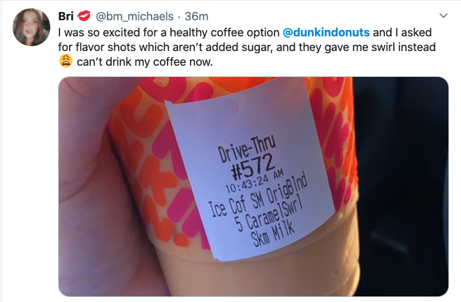 dunkin donuts customer complaint tweet